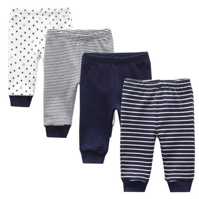 3/4PCS/LOT baby leggings Solid striped 3-12M Newborn Baby Pants Summer Cotton Infant boys Pants Unisex Baby Gril Trousers