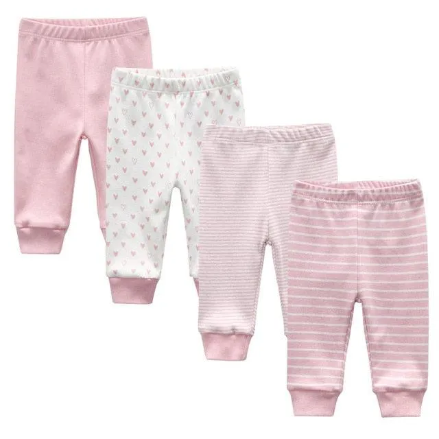 3/4PCS/LOT baby leggings Solid striped 3-12M Newborn Baby Pants Summer Cotton Infant boys Pants Unisex Baby Gril Trousers