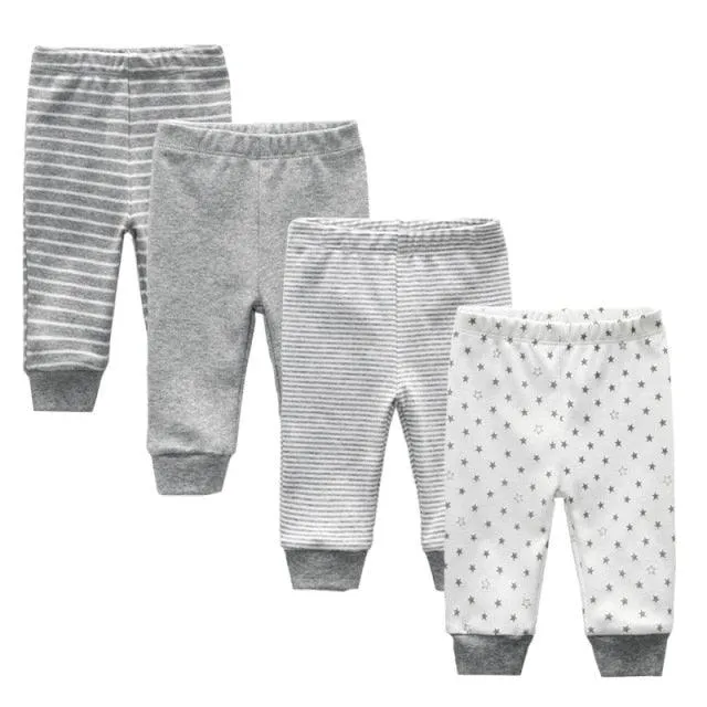 3/4PCS/LOT baby leggings Solid striped 3-12M Newborn Baby Pants Summer Cotton Infant boys Pants Unisex Baby Gril Trousers