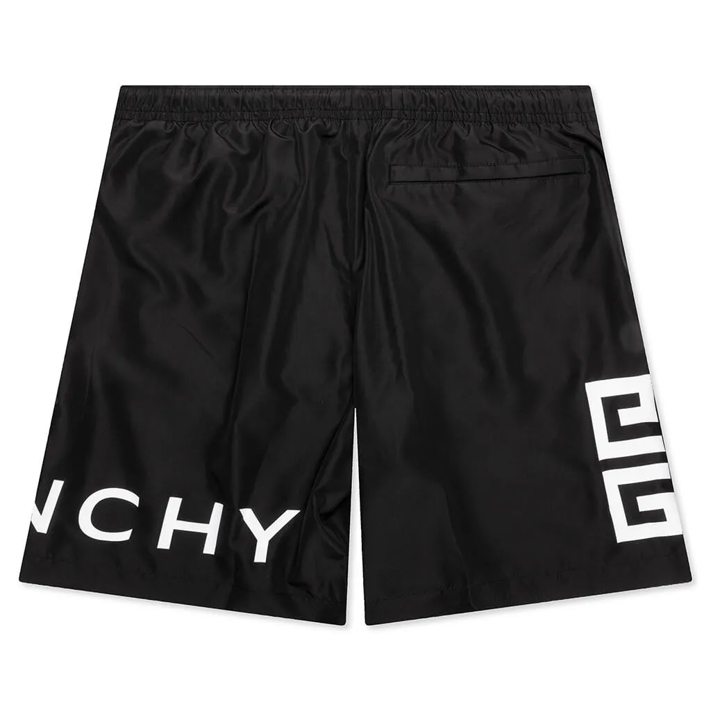 4G Long Swim Shorts - Black/White