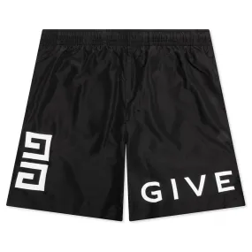 4G Long Swim Shorts - Black/White