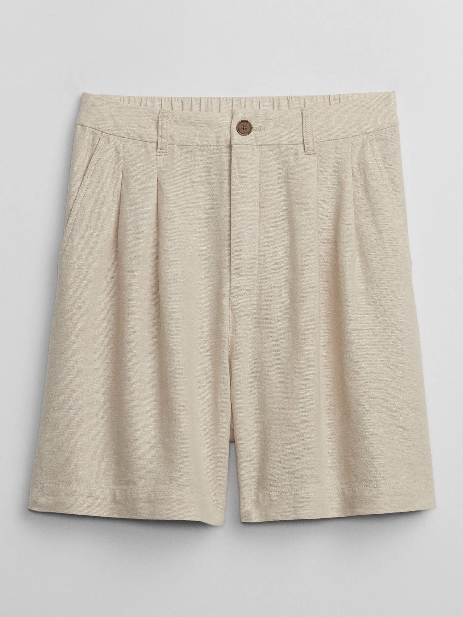 5" High Rise Pleated Linen Shorts with Washwell