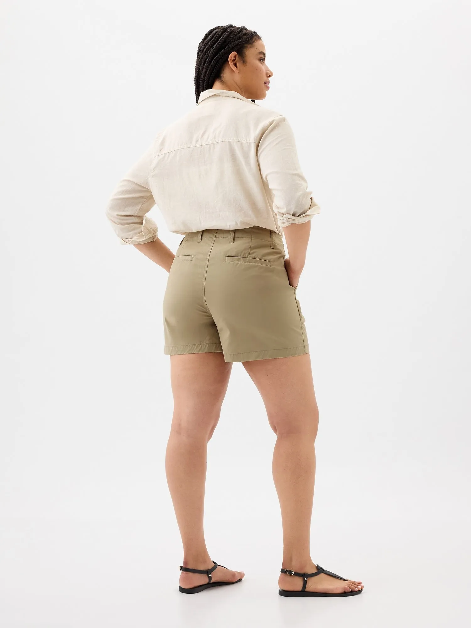 5" Mid Rise Downtown Khaki Shorts