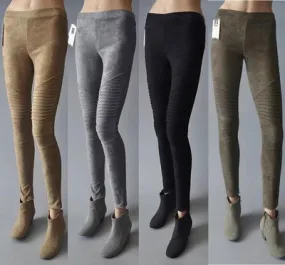 Autumn Suede Leggings Solid High Elastics Bodycon Pencil Pants Fashion Casual Medium Waist Trousers