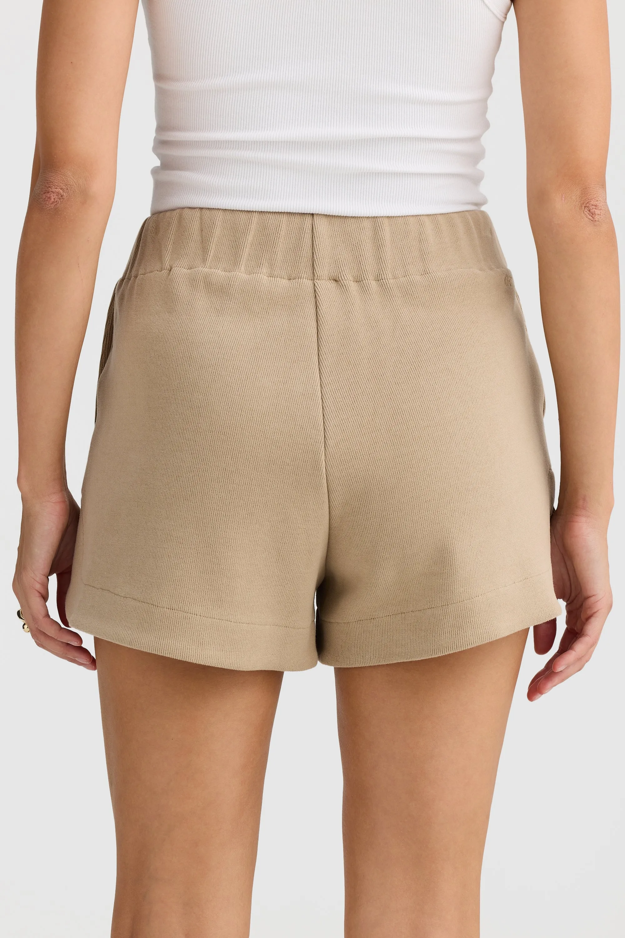 Ava Curved Hem Shorts Taupe