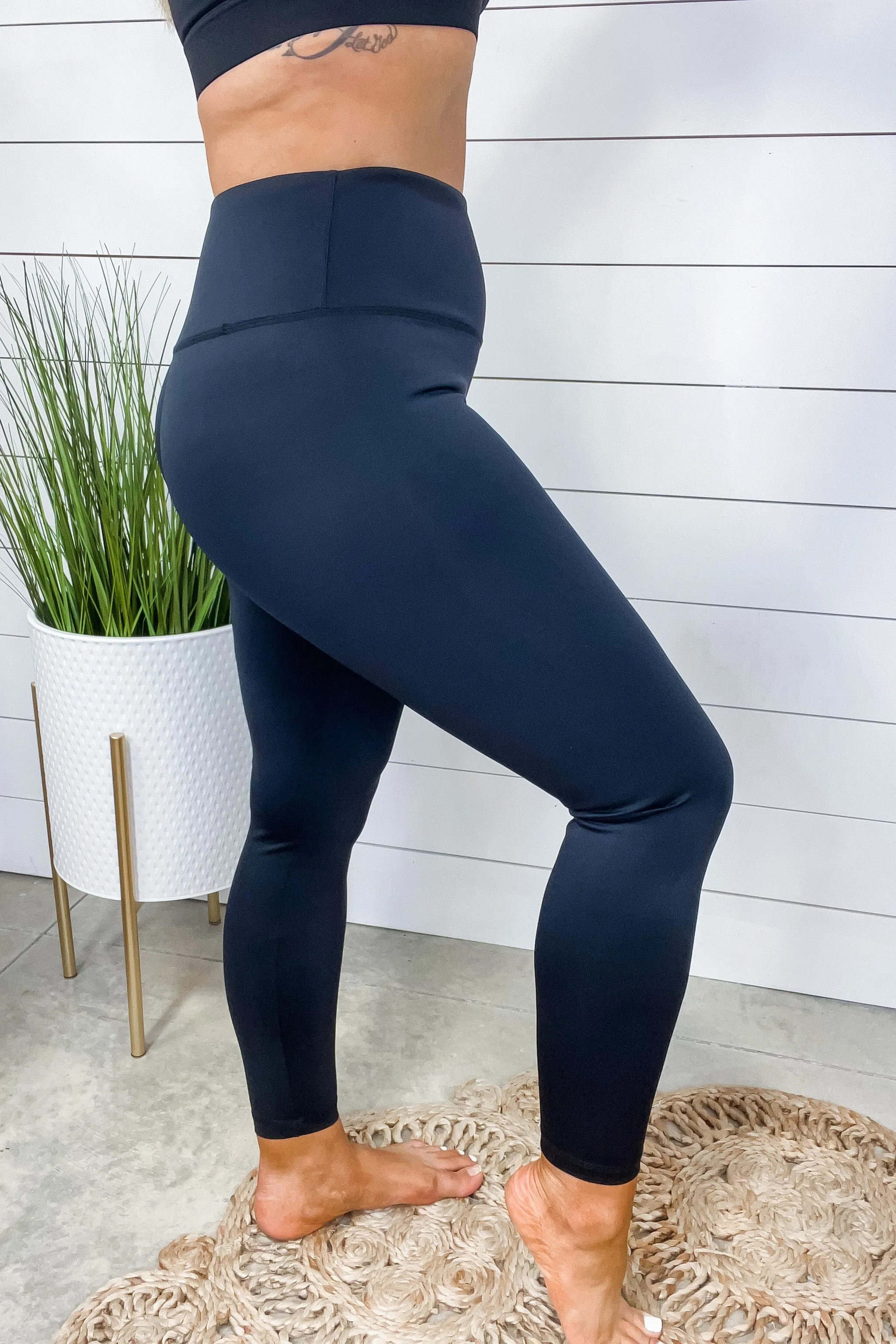 Back On Track- Black Heavy Spandex Full Length Leggings