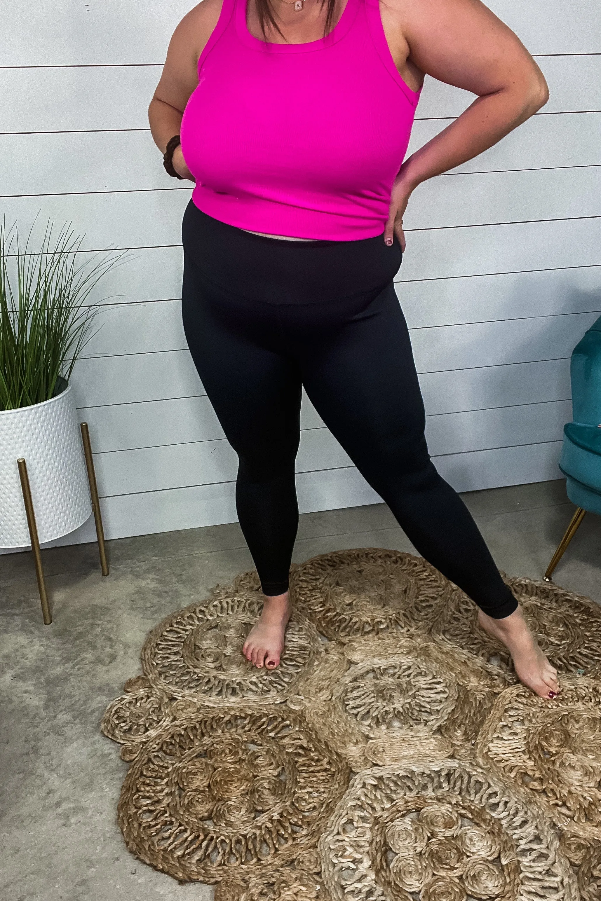 Back On Track- Black Heavy Spandex Full Length Leggings