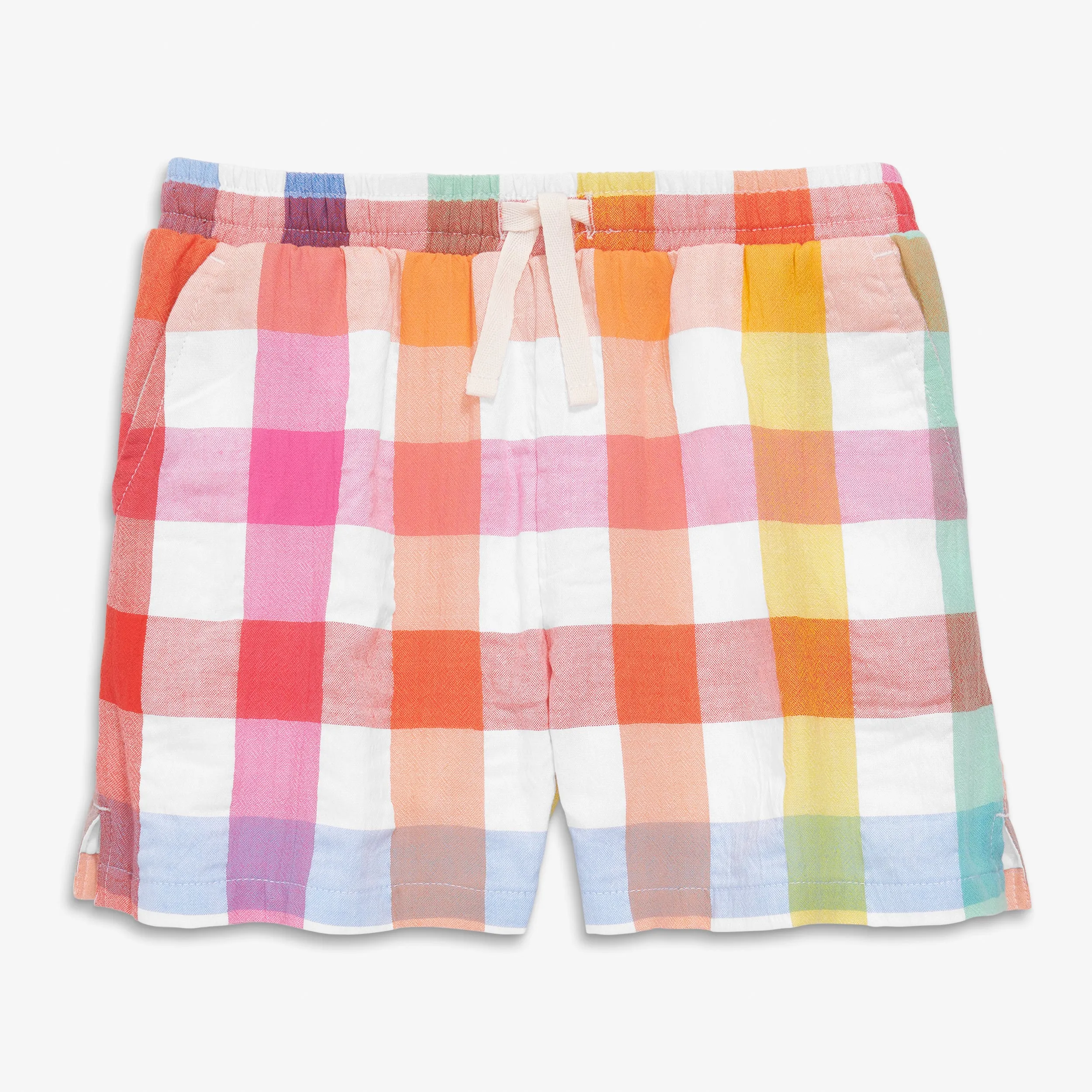 Beach short in rainbow gingham