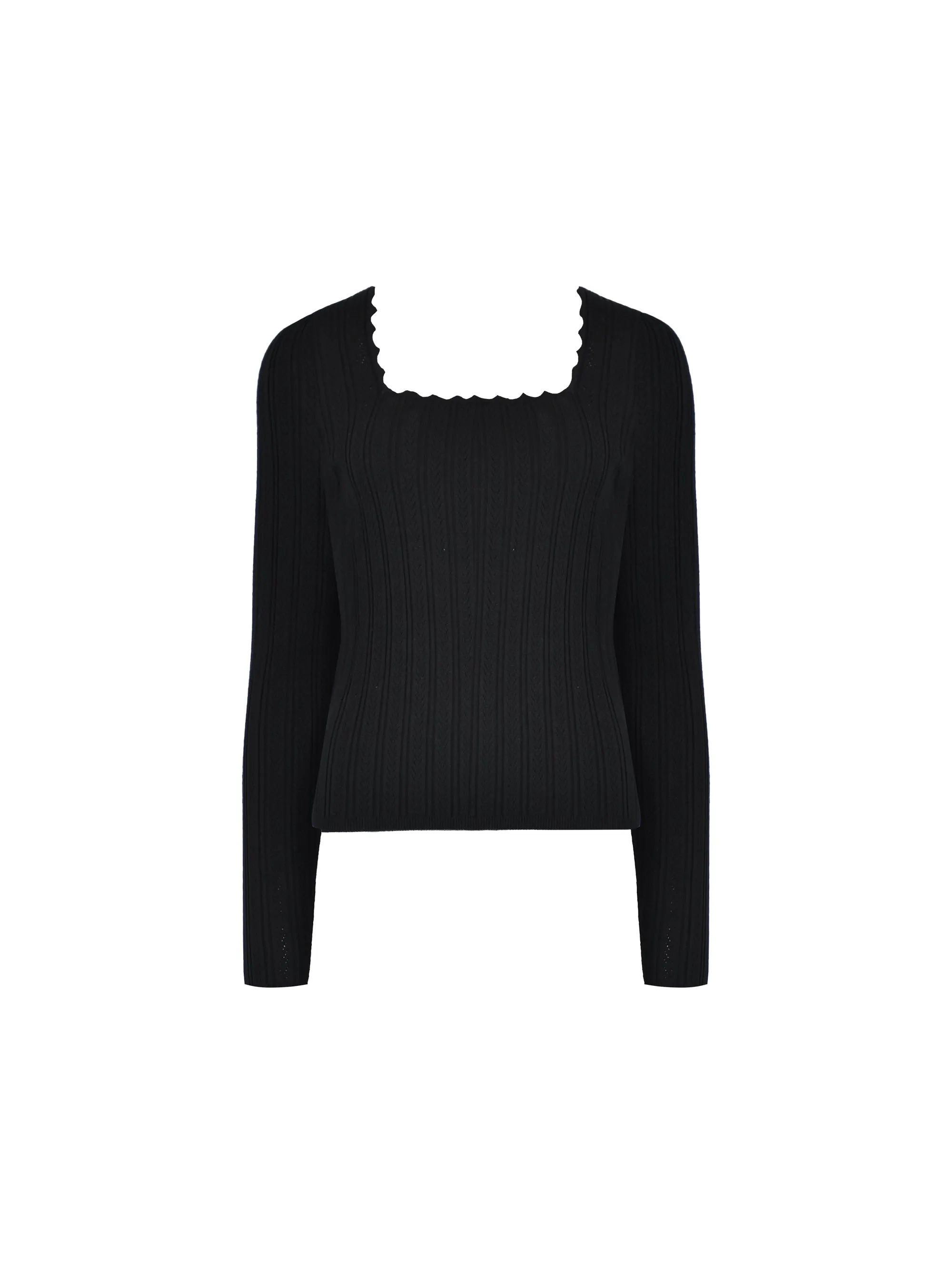 Black Knit Square Neck Top