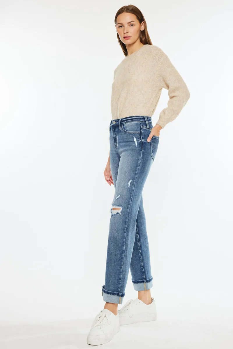 Carrie Mid Rise True Straight Leg Jeans