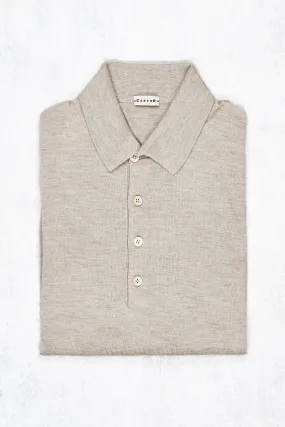 Caruso MA36 Taupe Cashmere Silk Long Sleeve Polo