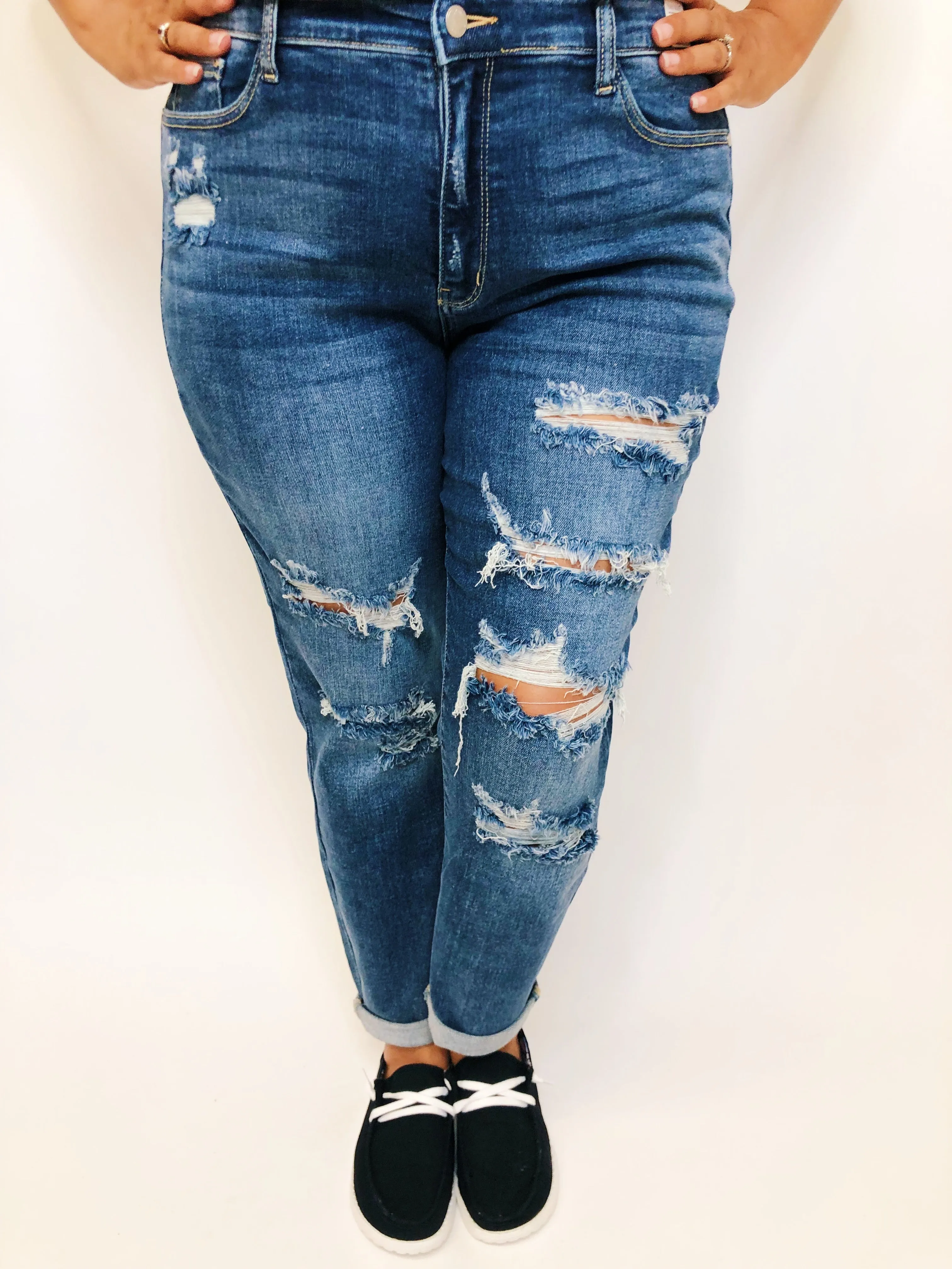 #E06 Downtown Distressed Boyfriend Judy Blue Jeans