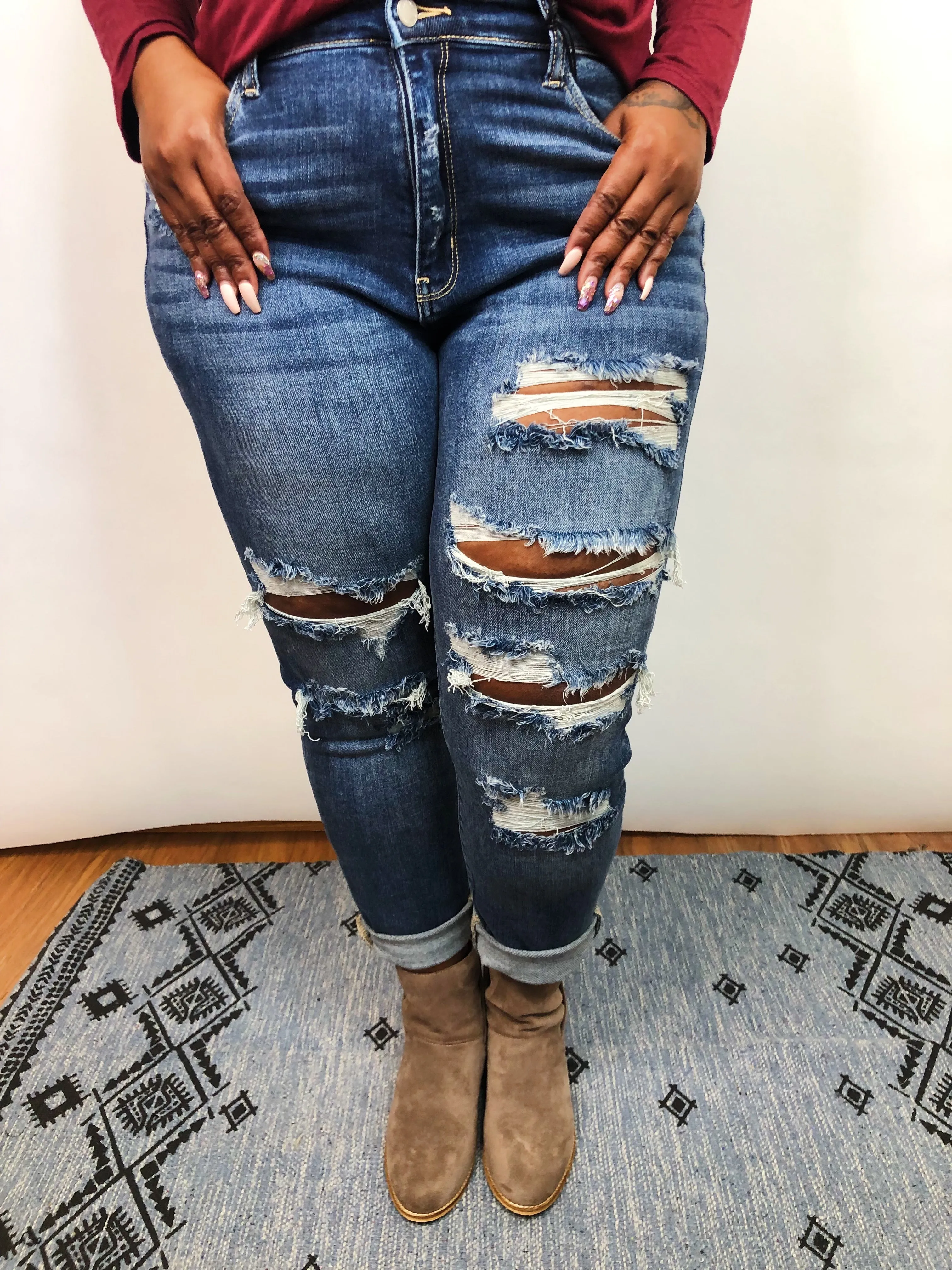 #E06 Downtown Distressed Boyfriend Judy Blue Jeans