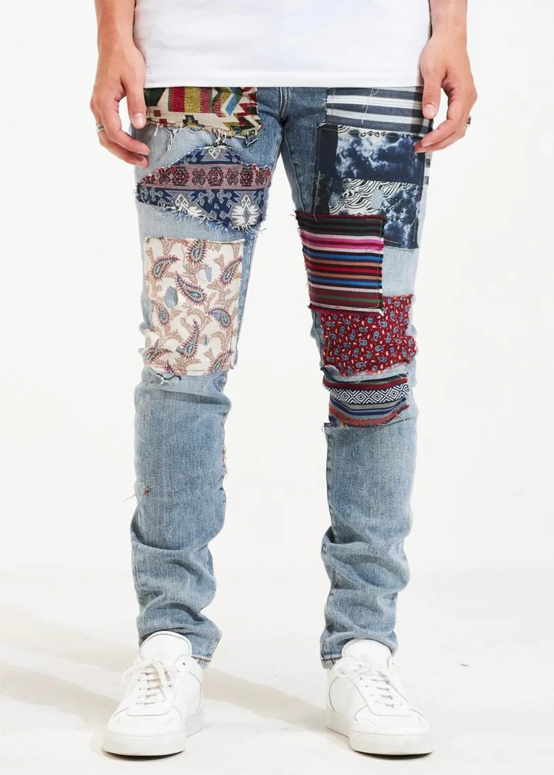 Embellish NYC West Blue Patchwork Jeans (101)