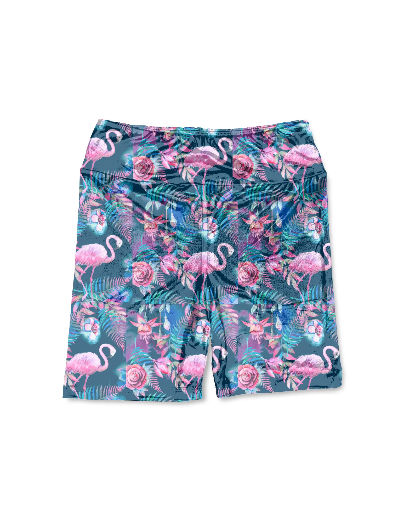 Feisty Flamingo in Biker-Slip Shorts 6"