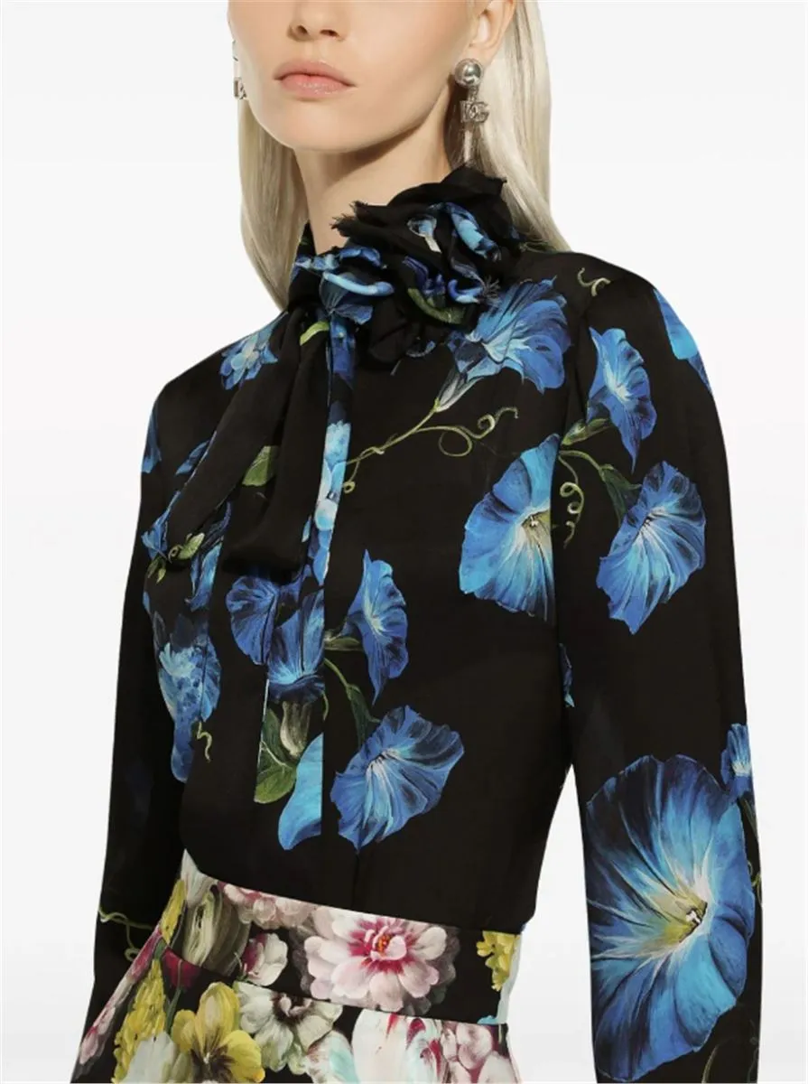 FLOWER-PRINT SILK SHIRT