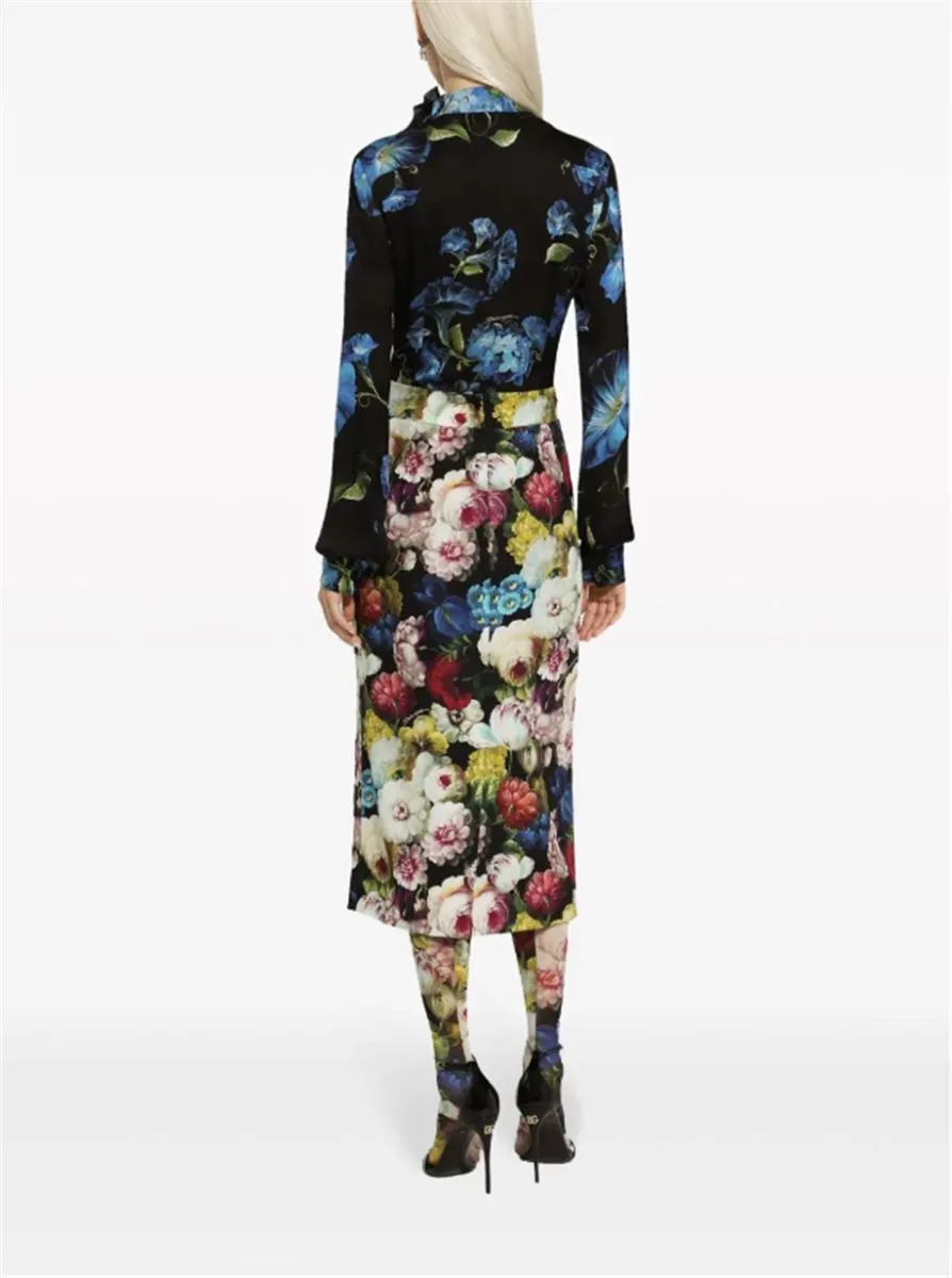 FLOWER-PRINT SILK SHIRT