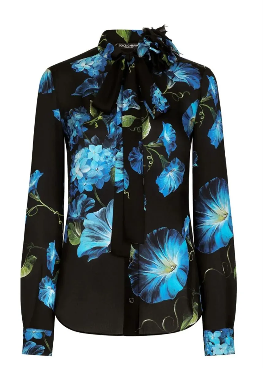 FLOWER-PRINT SILK SHIRT