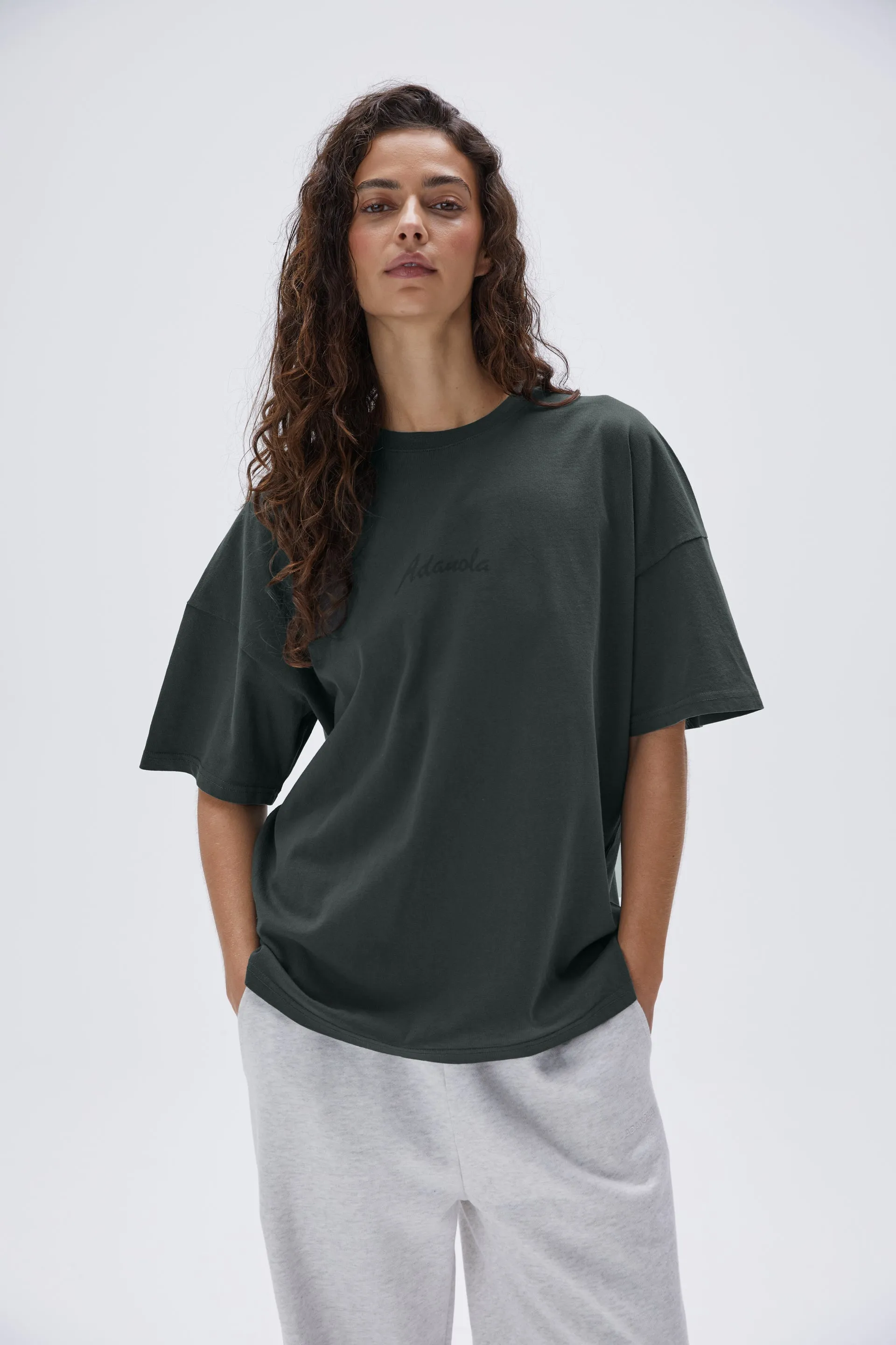 Freehand Washed Short Sleeve Boxy T-shirt - Mineral Green