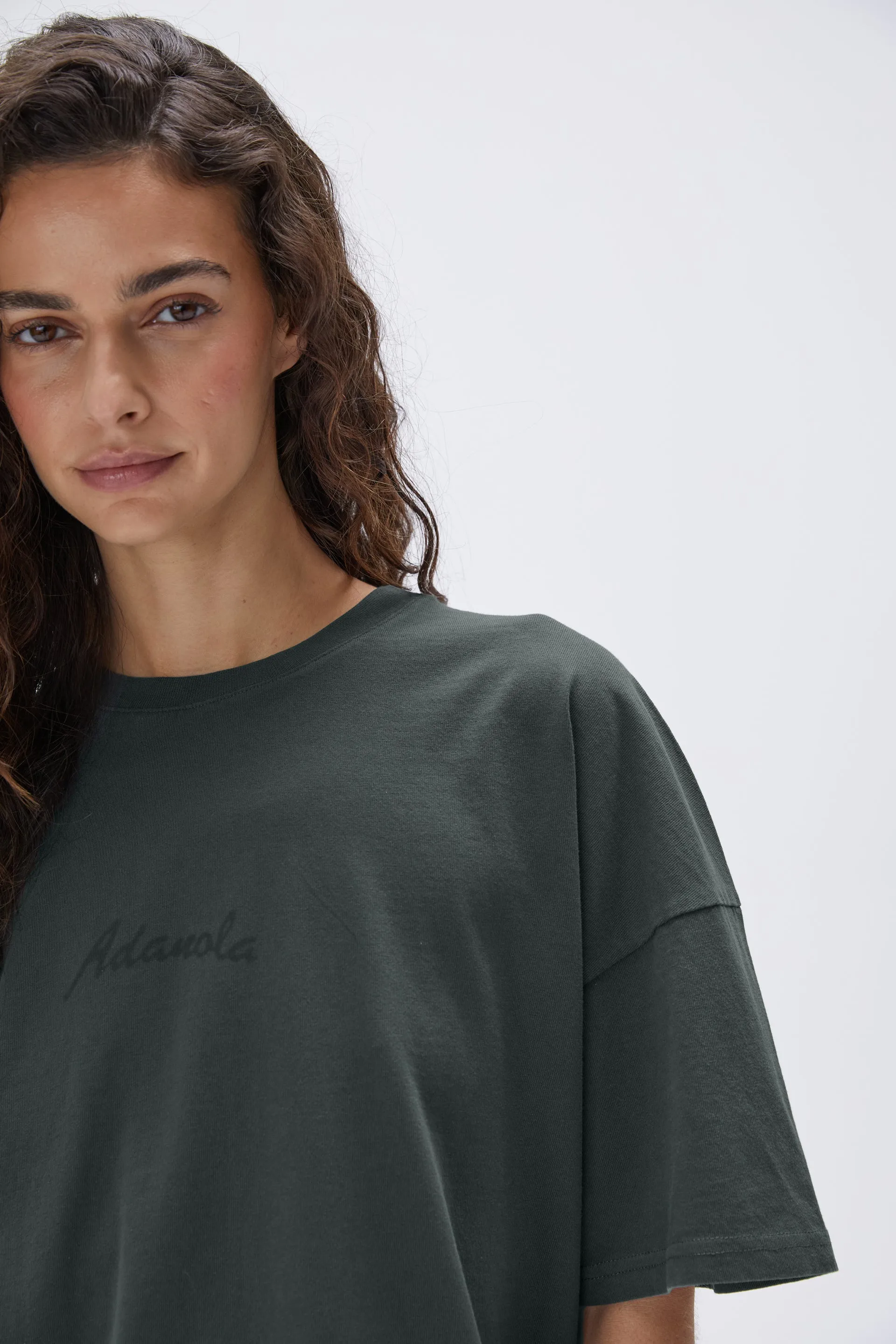 Freehand Washed Short Sleeve Boxy T-shirt - Mineral Green