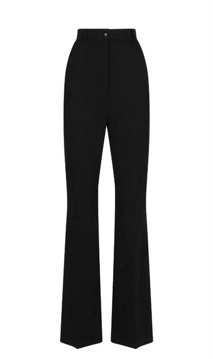 HIGH-WAISTED PRESSED-CREASE FLARED TROUSERS