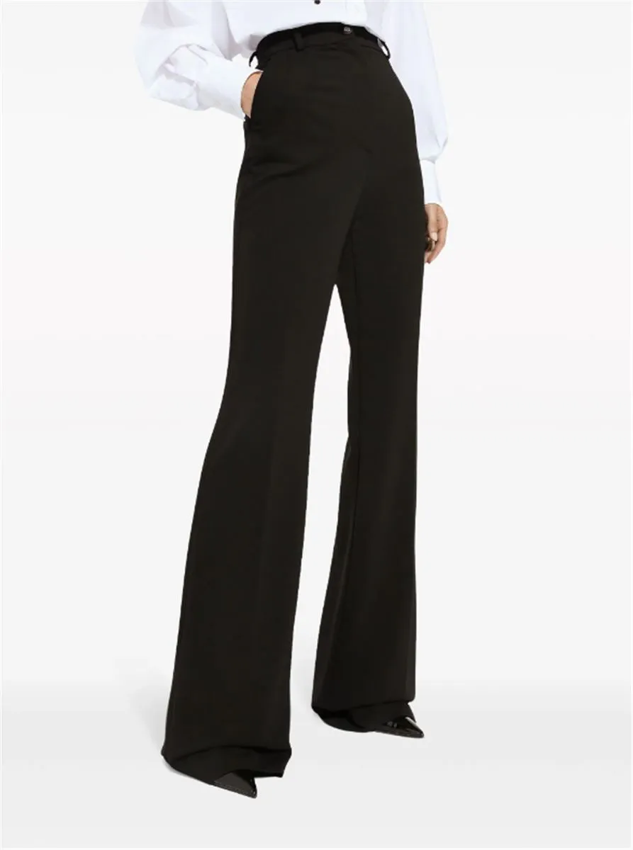 HIGH-WAISTED PRESSED-CREASE FLARED TROUSERS