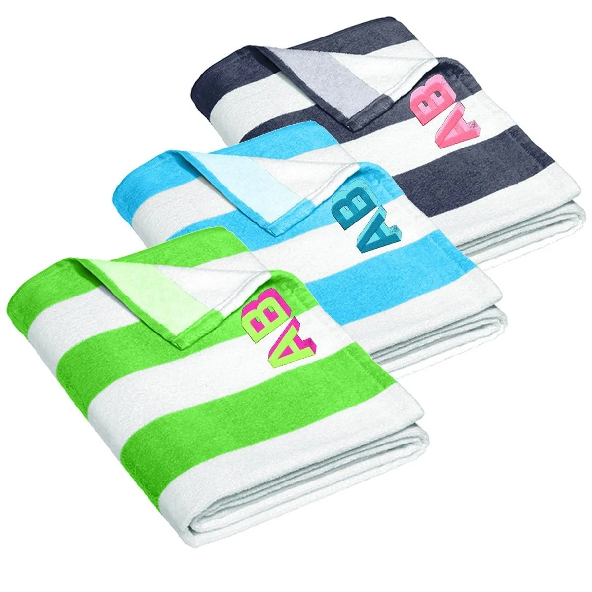 Initialed Shadow Block Striped Beach Towel