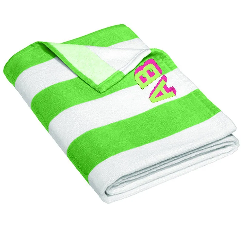 Initialed Shadow Block Striped Beach Towel