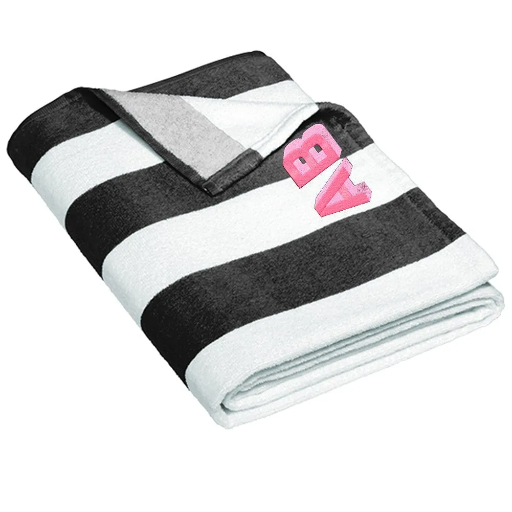 Initialed Shadow Block Striped Beach Towel