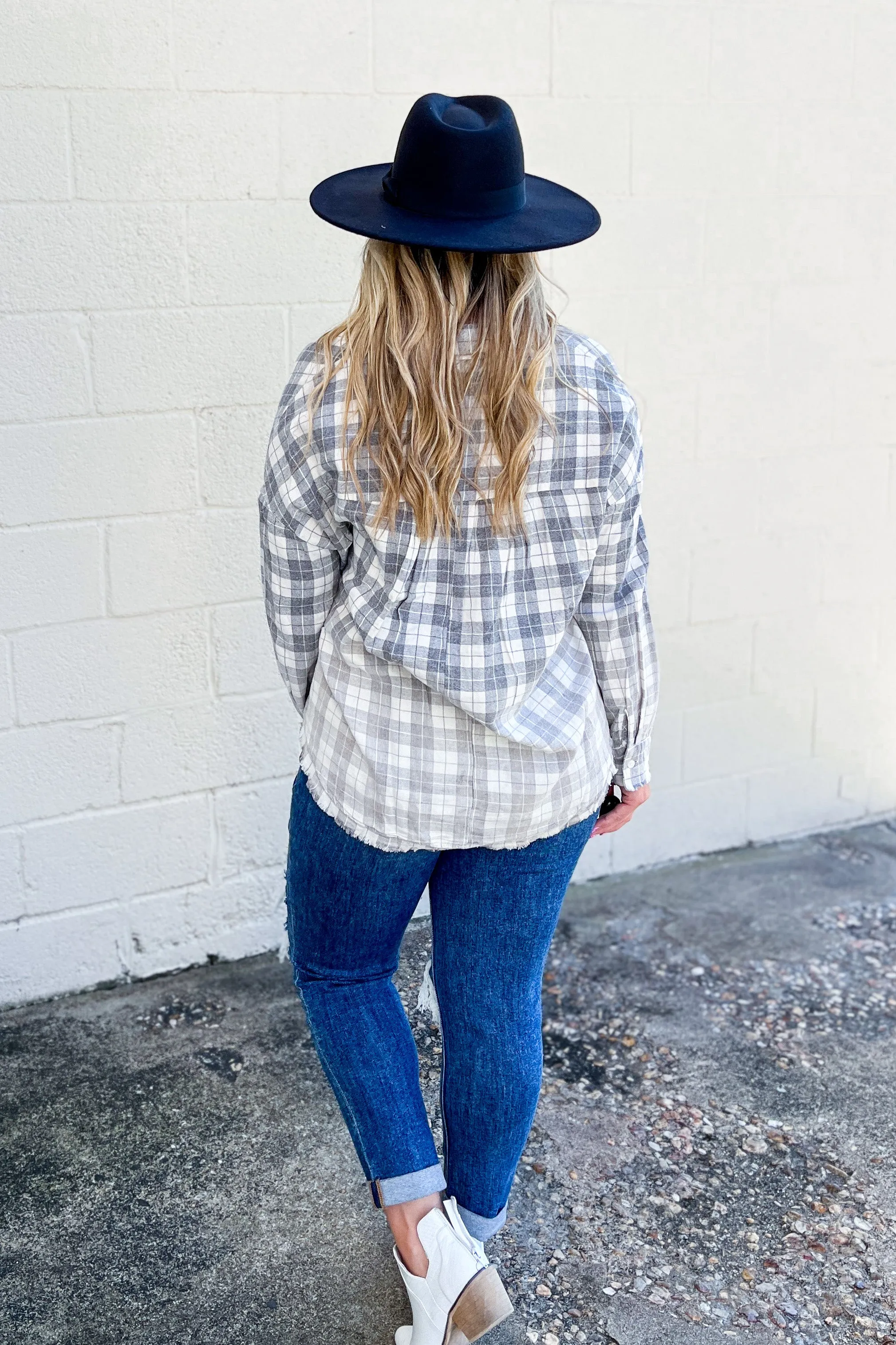 Just Keep Going Plaid Ombre Top