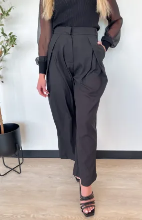 Lea Black Wide Leg Trousers