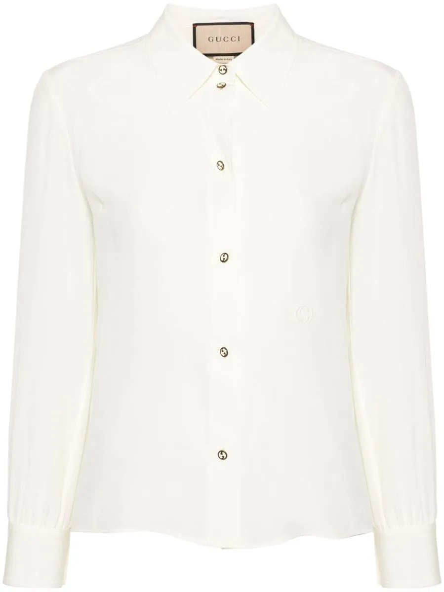 LOGO-EMBROIDERED SILK SHIRT