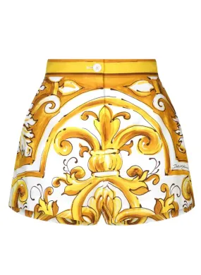 MAJOLICA-PRINT COTTON SHORTS