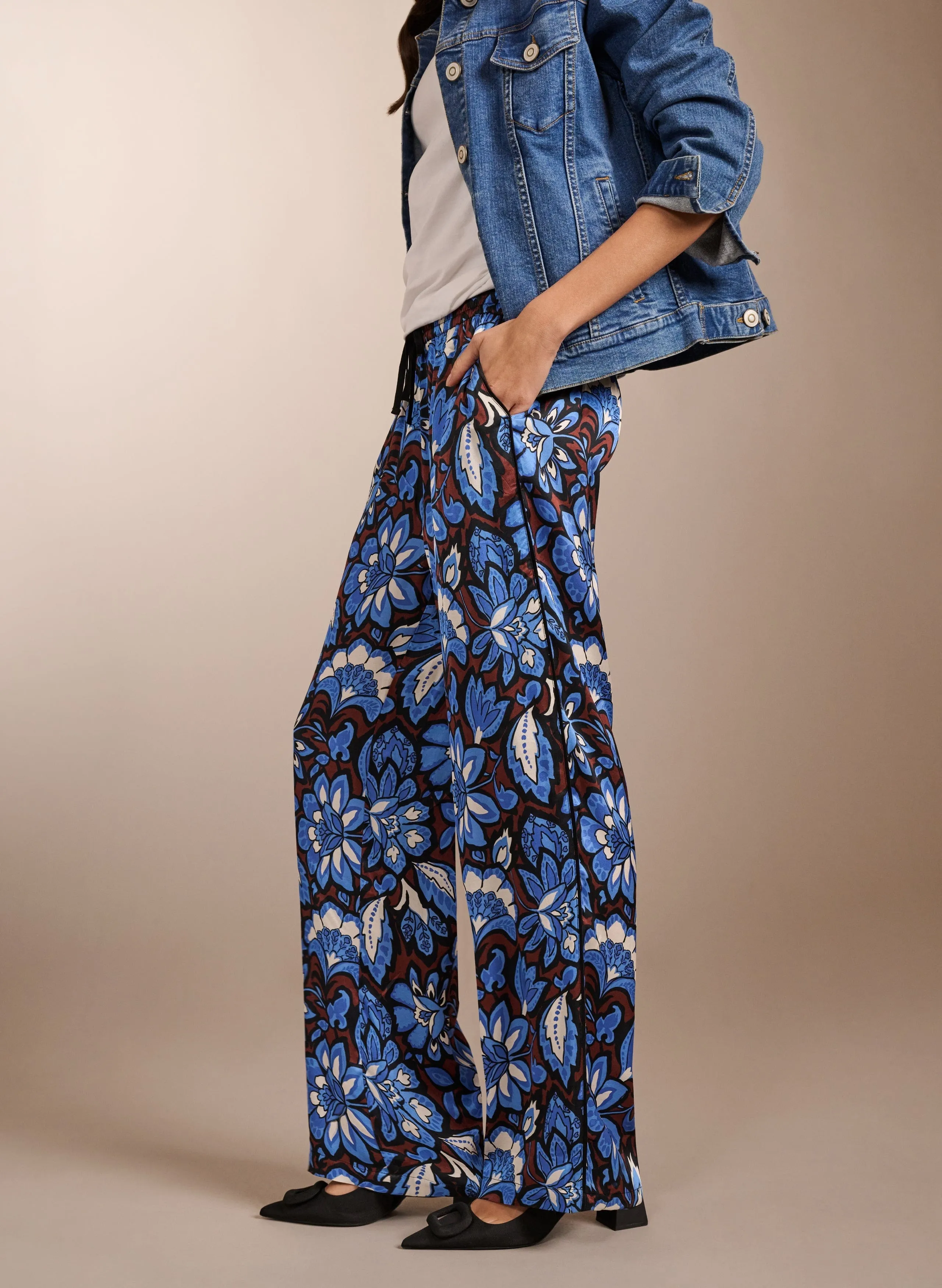 Mandy LENZING ECOVERO Recycled Trousers | Blue Floral Saraca