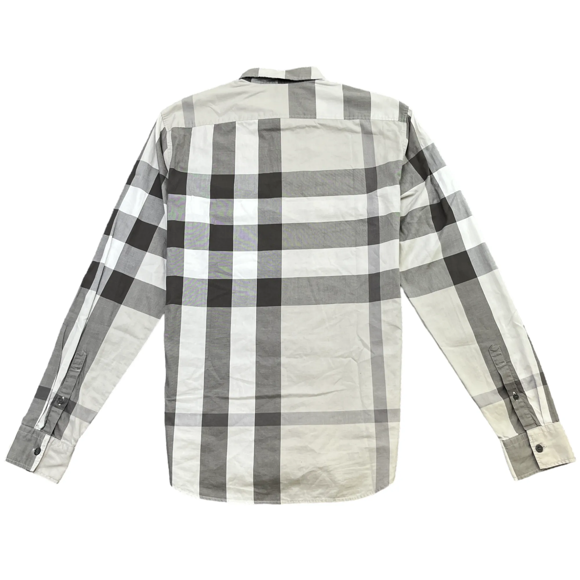 Men's Checkered Long Sleeve Shirt Grey Size S