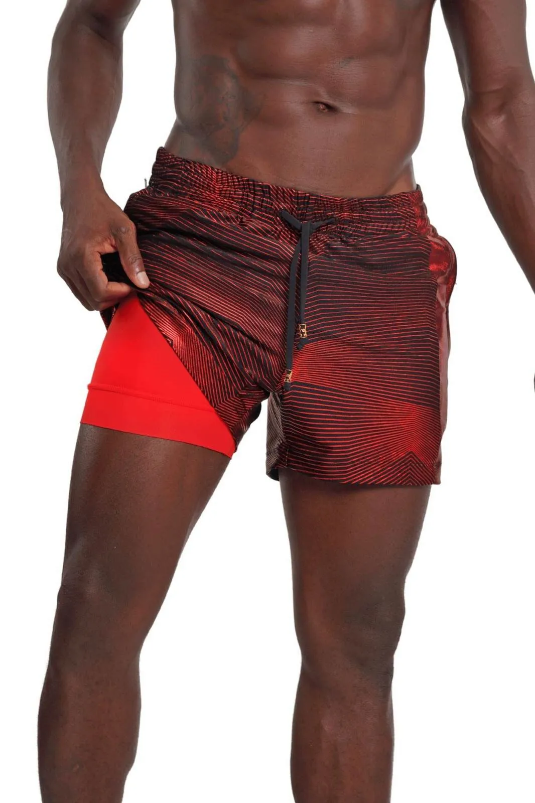 Mens Drawstring Shorts with Liner - Diablo