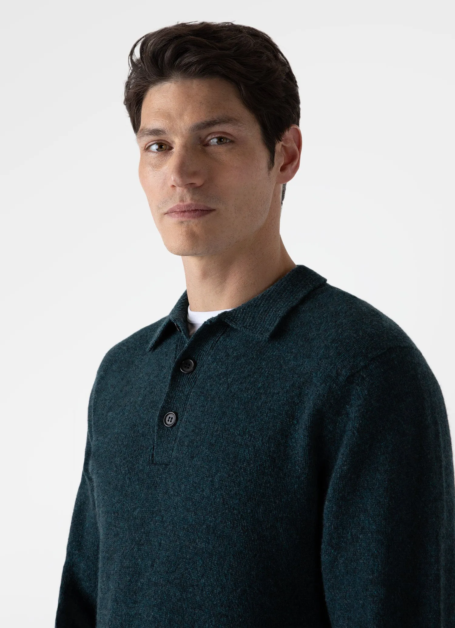 Men's Lambswool Polo Shirt in Peacock