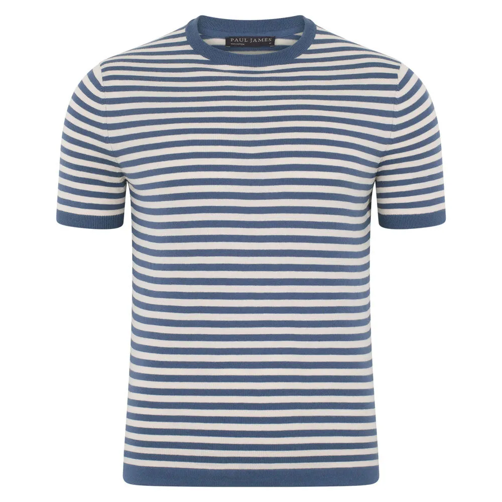 Mens Ultra Fine Cotton Knitted Breton T-Shirt