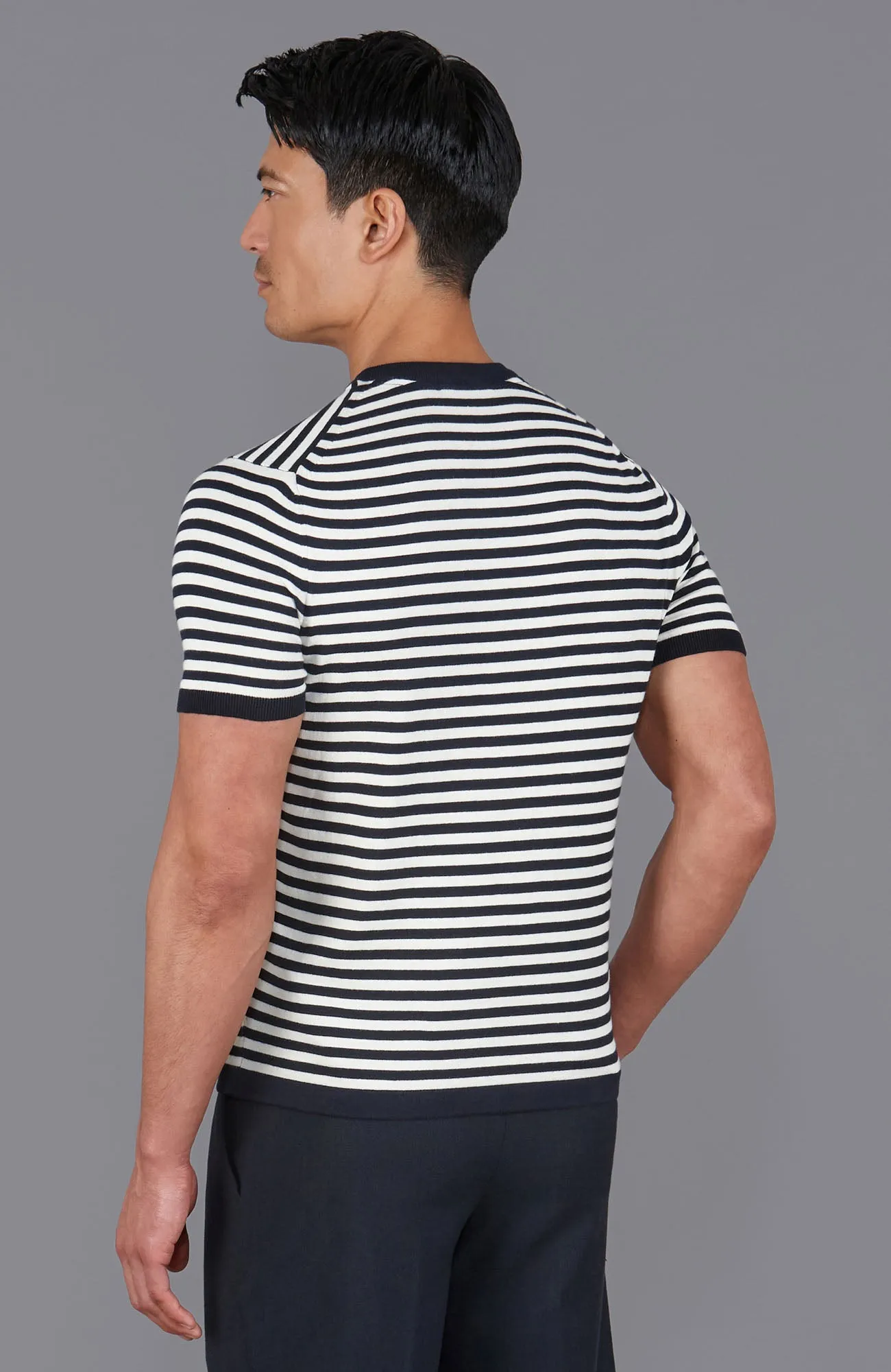 Mens Ultra Fine Cotton Knitted Breton T-Shirt