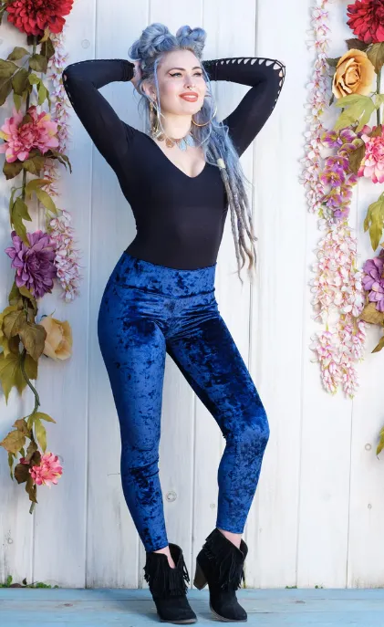 Navy Velvet Leggings