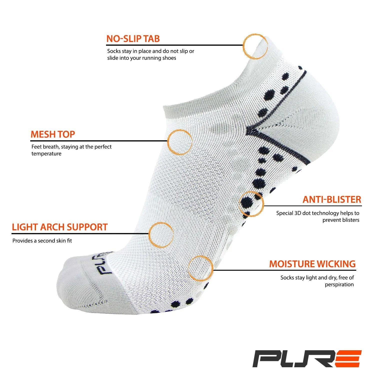 No-Show Anti-Blister Running Socks - Moisture Wicking Sport Socks for Men, Women