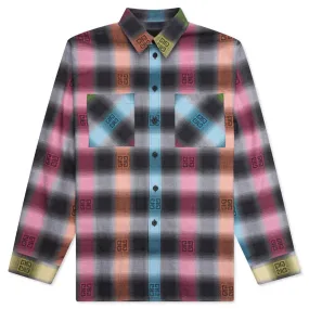 Oversized Fit L/S Shirt w/ Chest Pockets - Multicolored