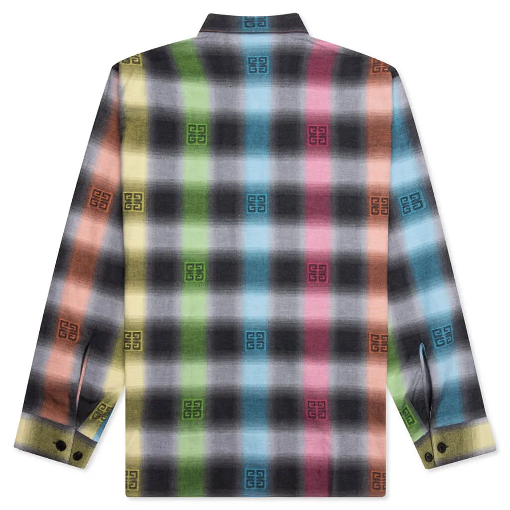 Oversized Fit L/S Shirt w/ Chest Pockets - Multicolored