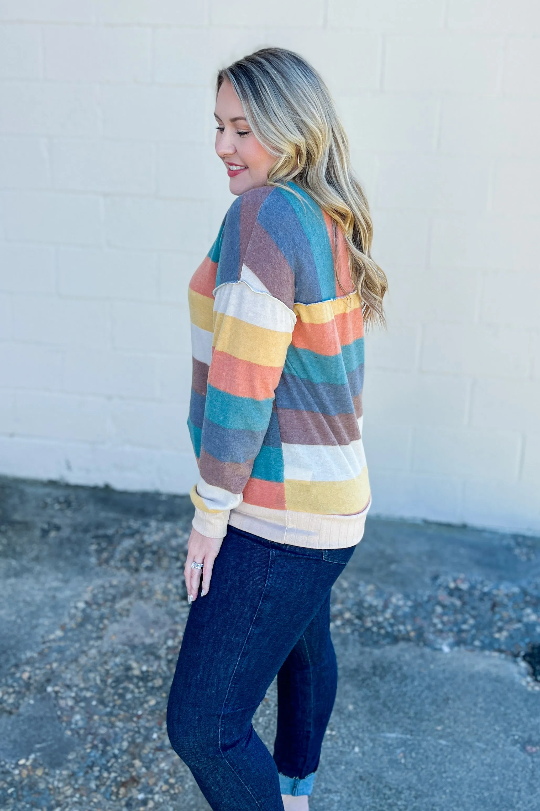 Remember To Smile Stripe Pullover Top