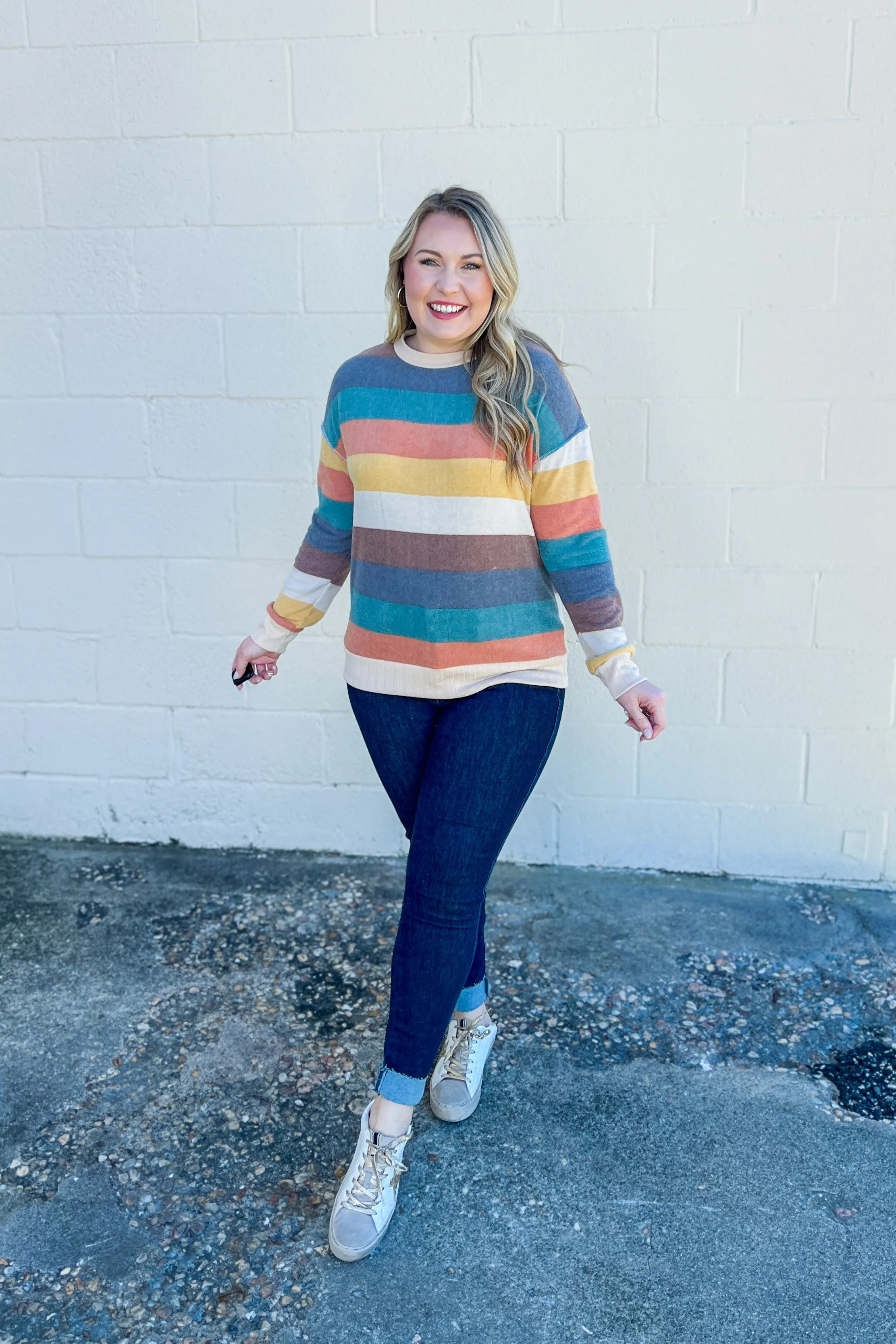 Remember To Smile Stripe Pullover Top