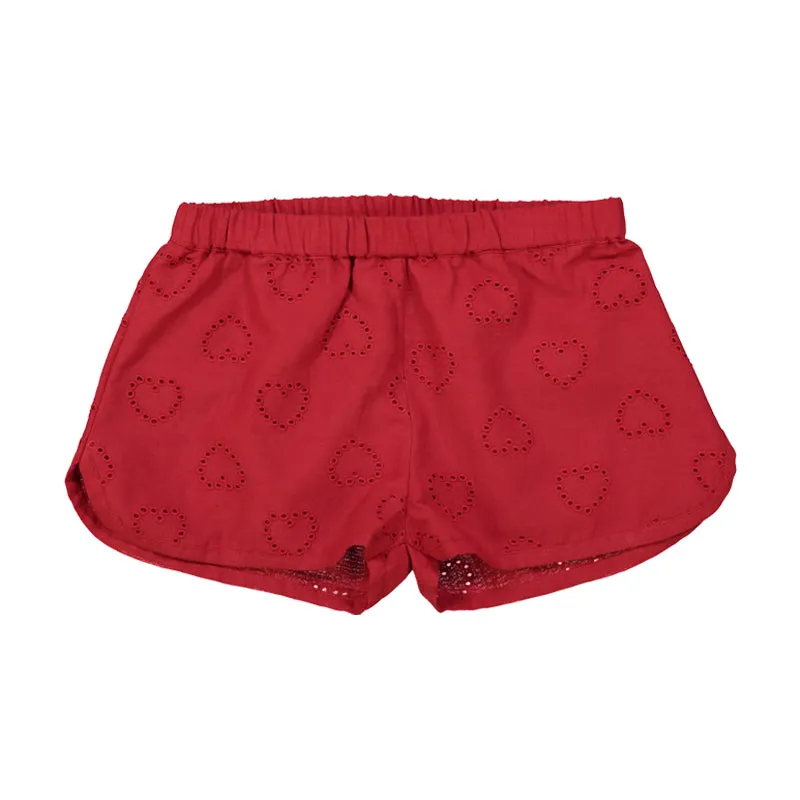 SHORTS GEORGINETTE LACE HEART - Red