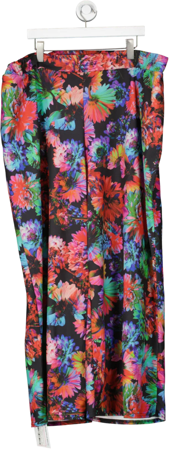 SimplyBe Multicoloured Floral Print Scuba Crepe Wide Leg Trouser UK 26