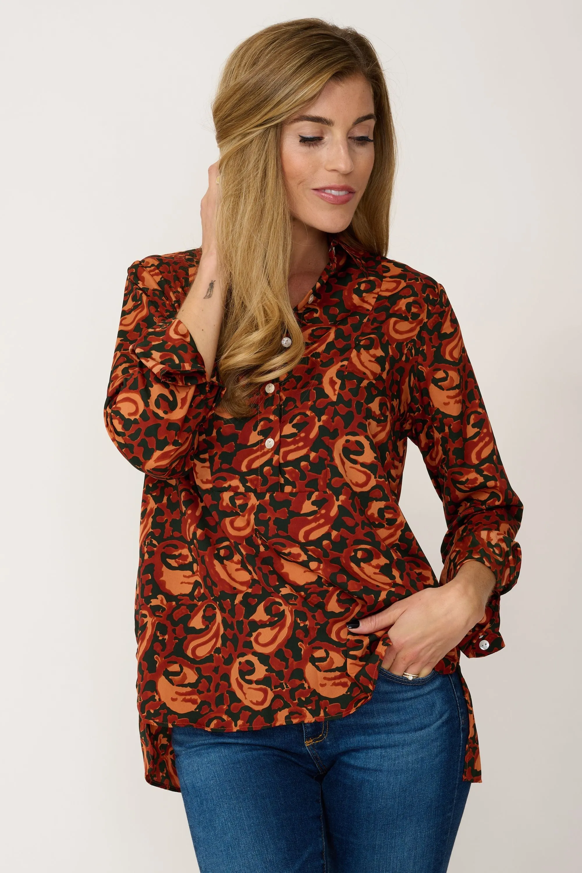 Soho Shirt in Autumn Leaves Swirl