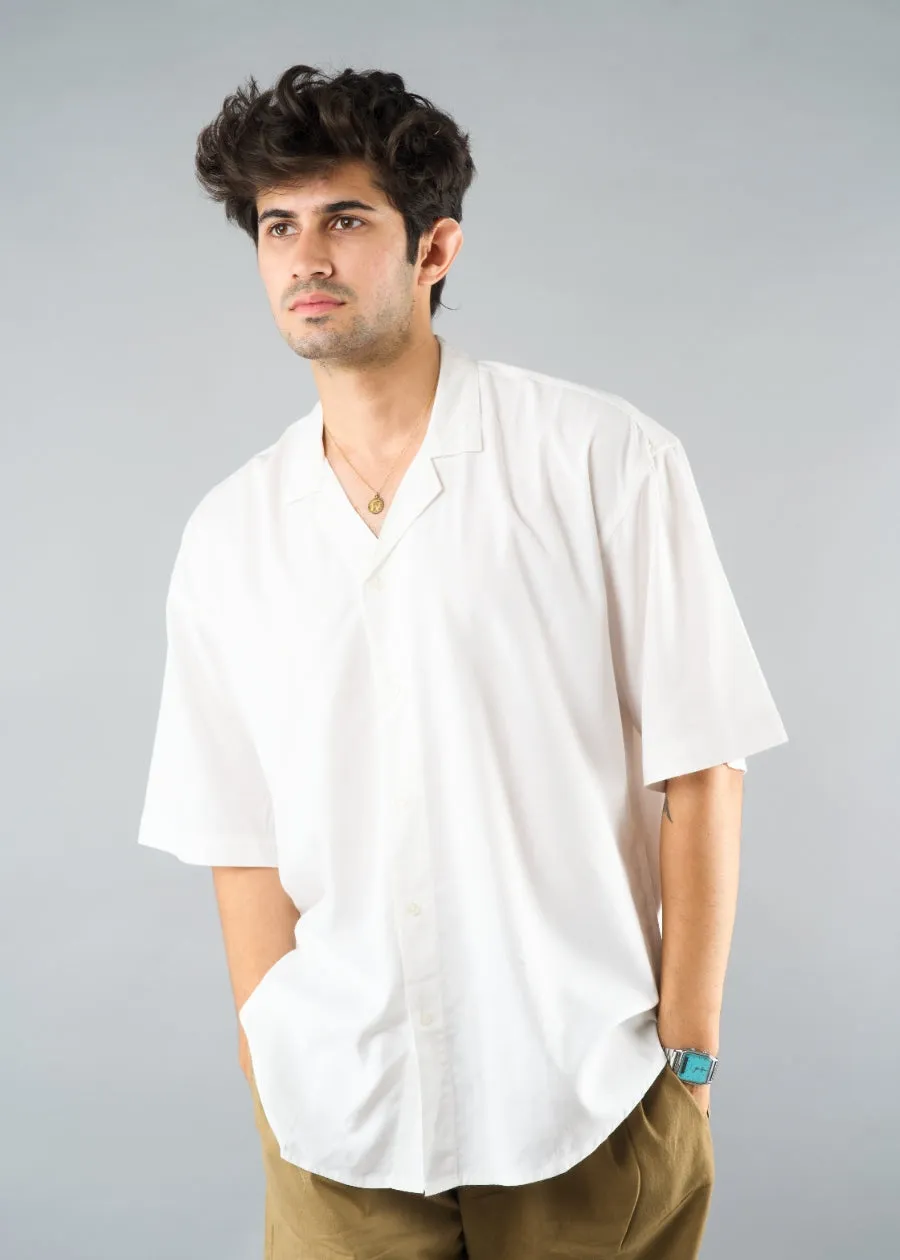 Solid Mens Fluidic Oversized Shirt - White