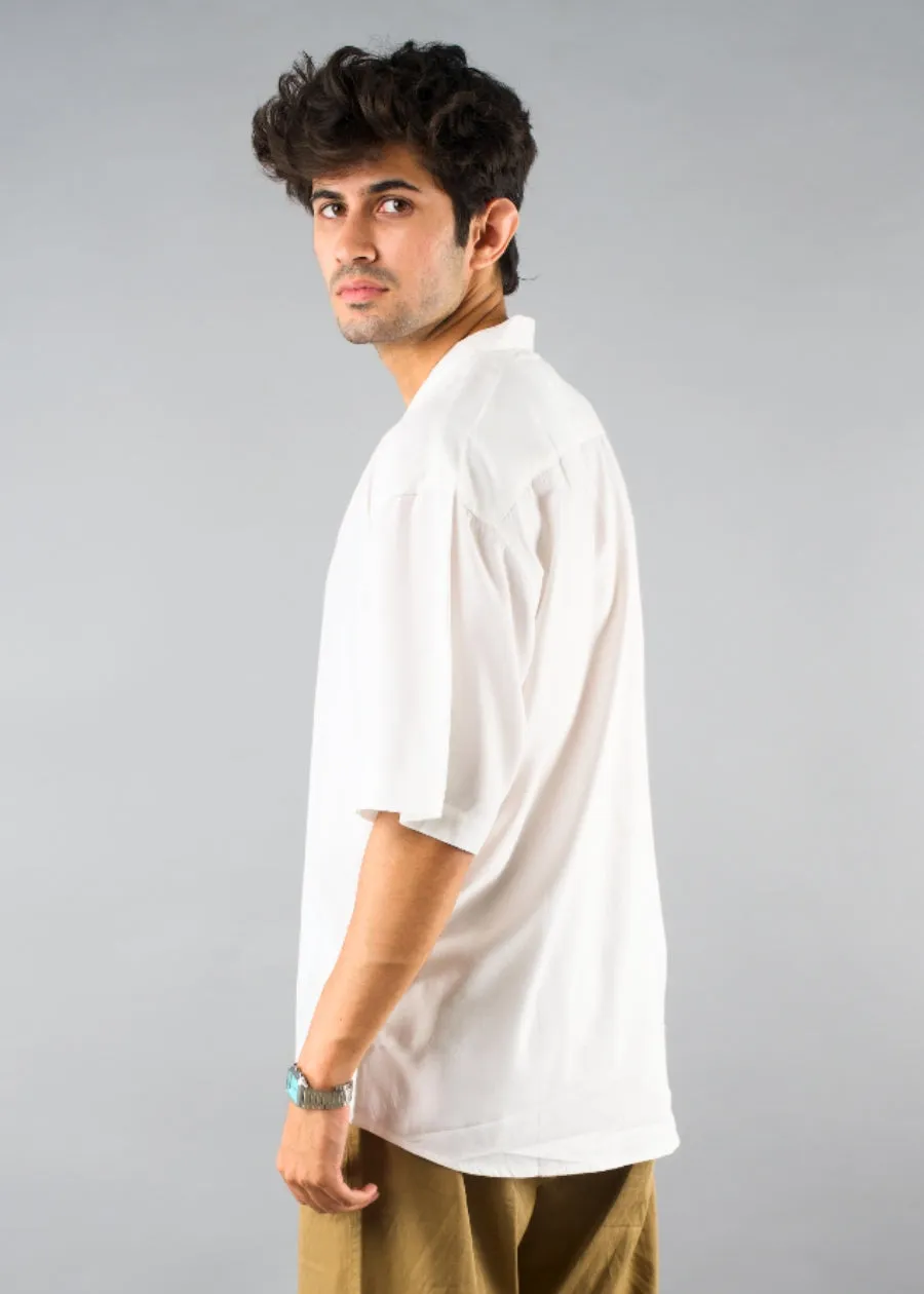 Solid Mens Fluidic Oversized Shirt - White